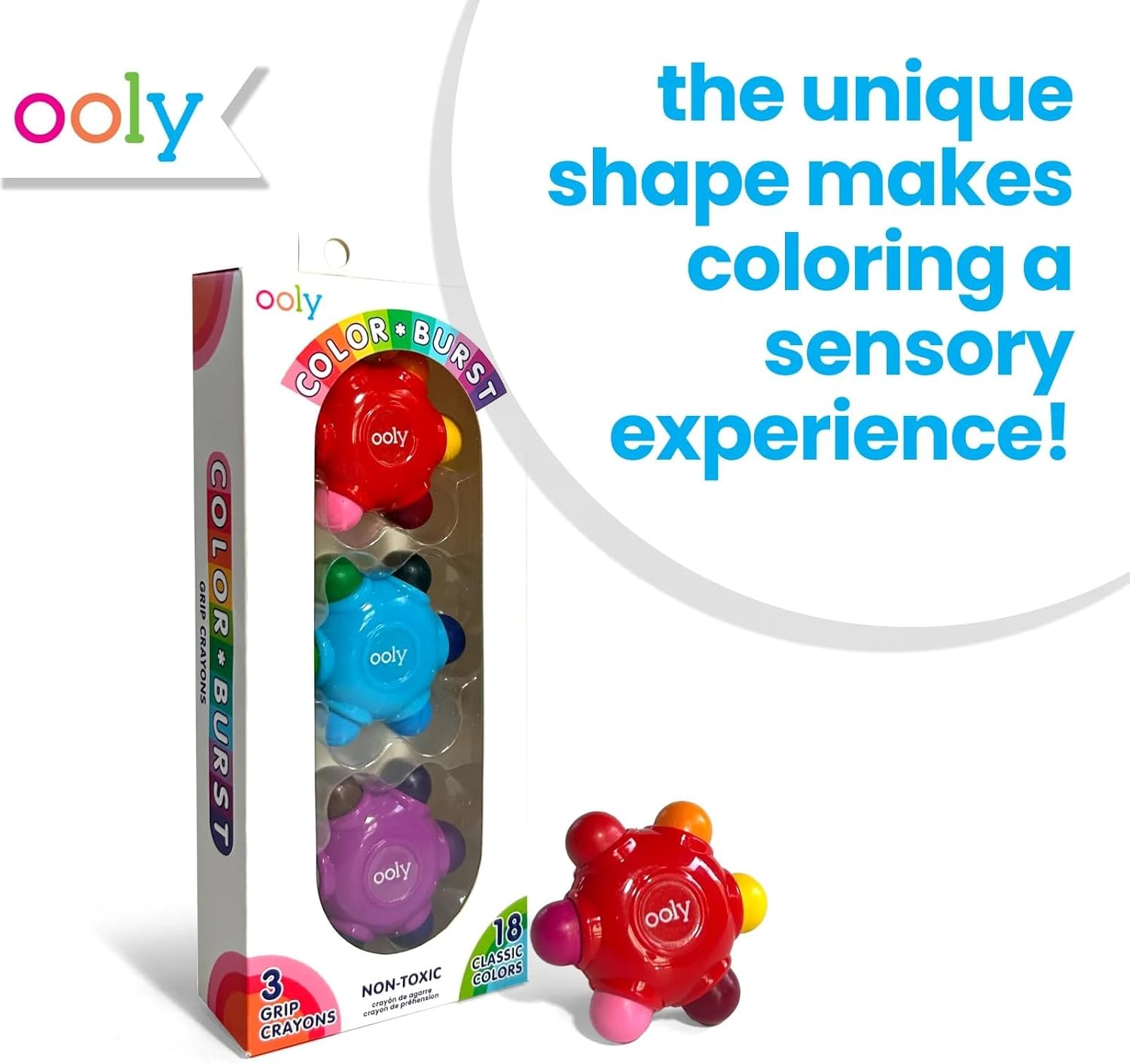 3 Crayons, Color Burst Grip, 18 Colors