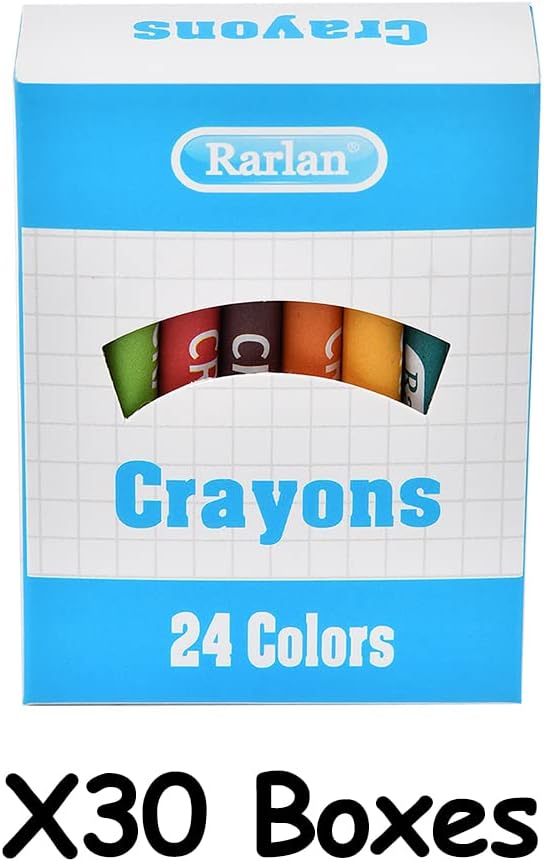 30 Crayons Bulk Pack, 24 Colors