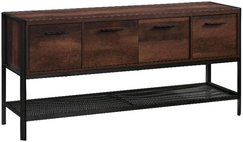 Carell Furniture Engineered Wood and Metal Office Credenza in Barrel Oak