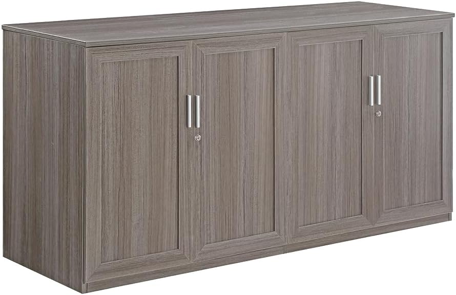 NBF Work Office Credenza - Modern Buffet Cabinet with Storage - Credenza Storage Cabinet with Drawers - Office Credenza with Gray Laminate (72" W x 24" D)