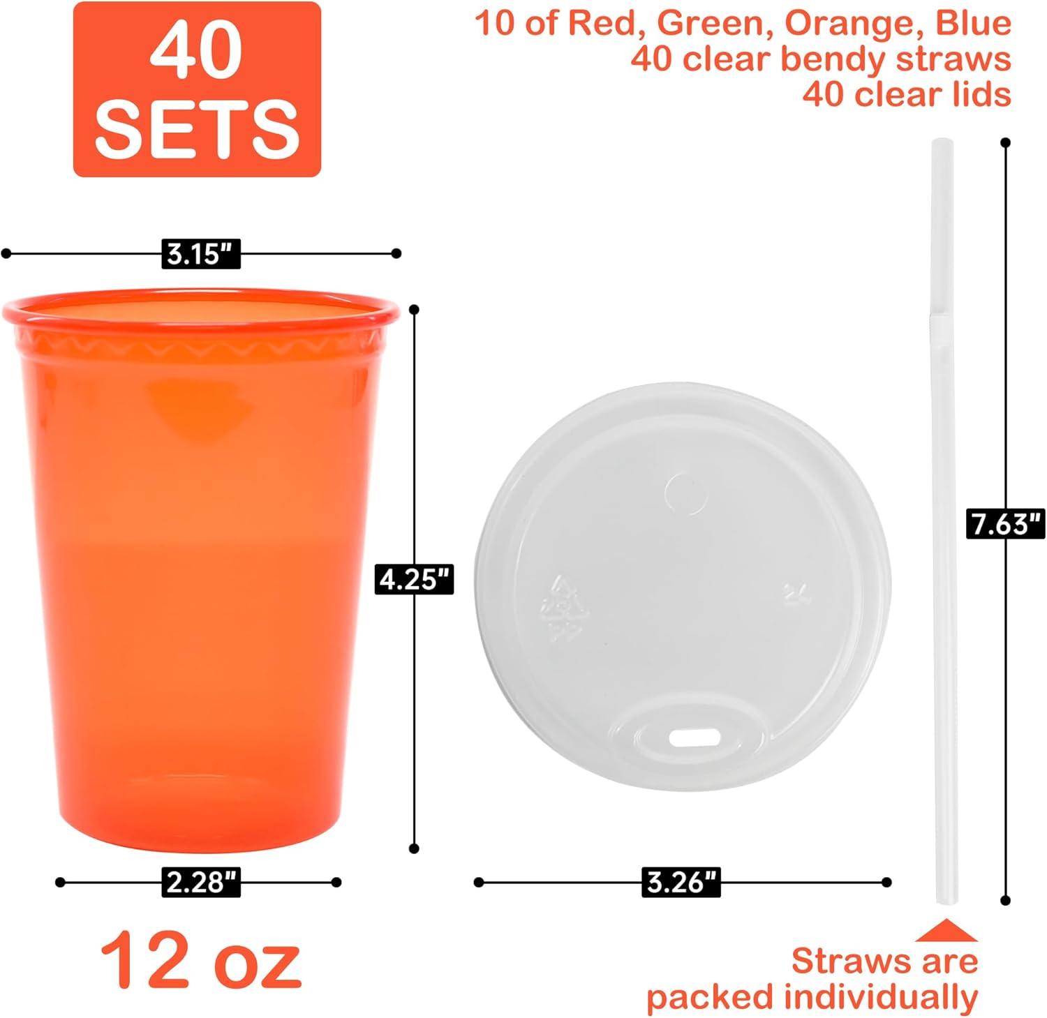 12 oz Kids Cups, 40 Reusable
