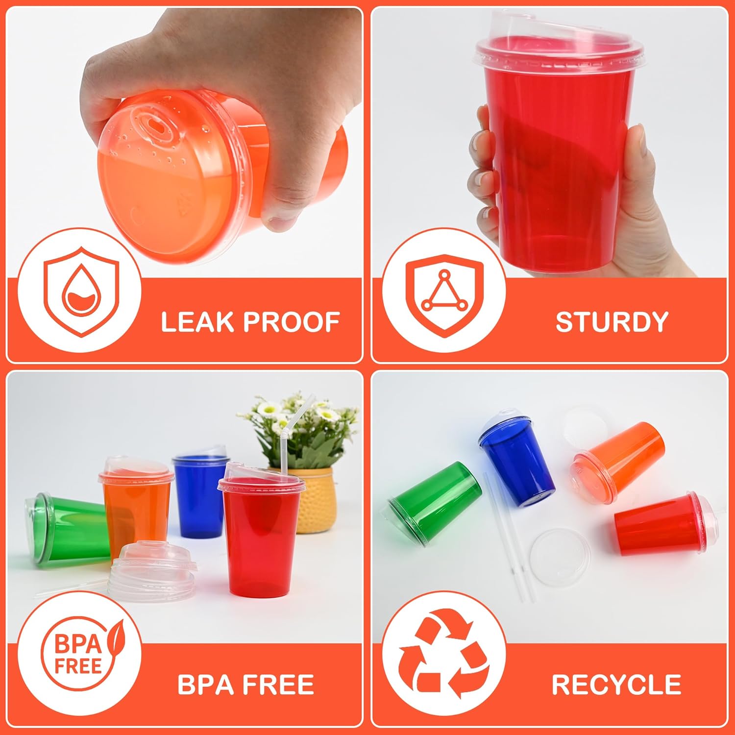12 oz Kids Cups, 40 Reusable