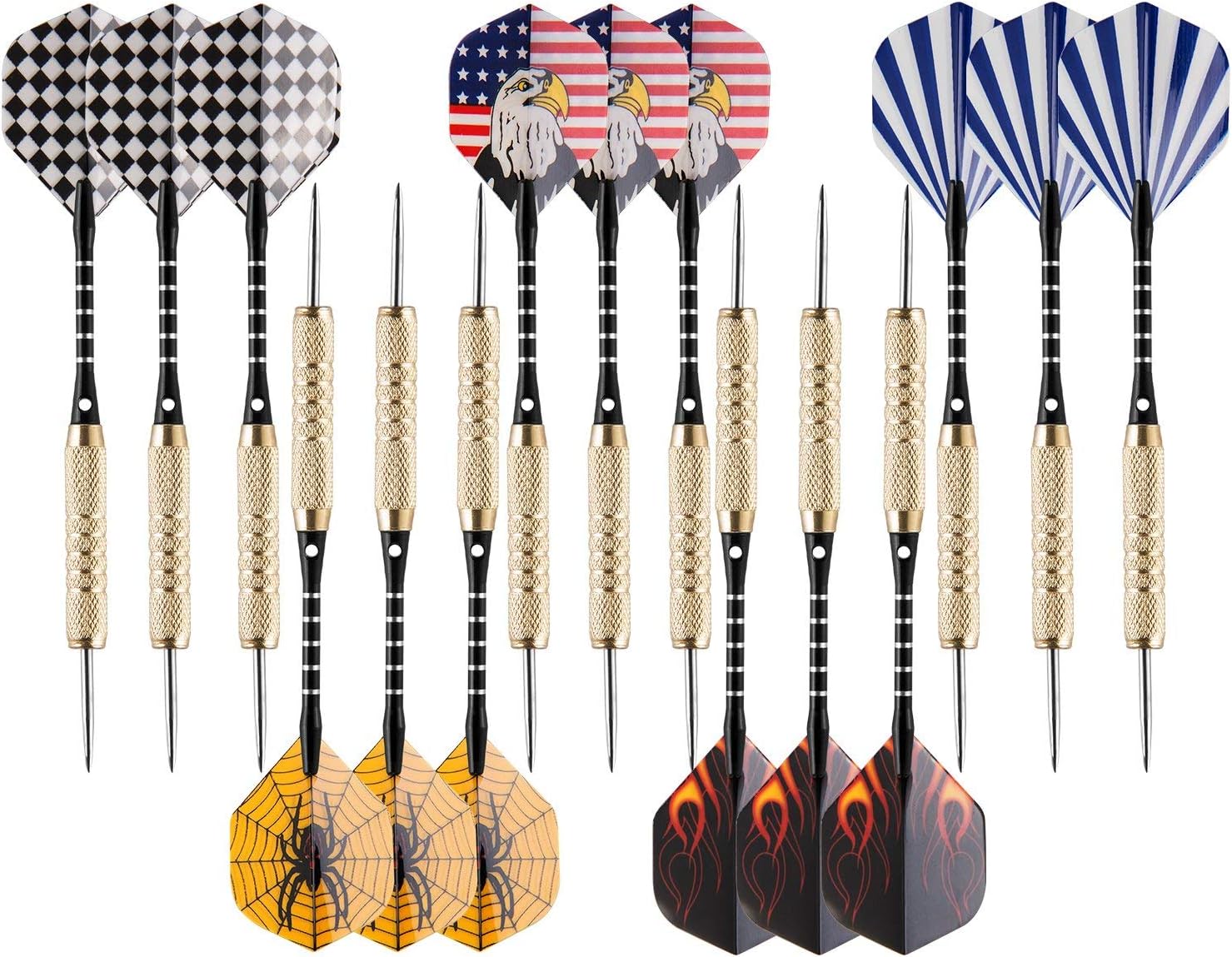 15 Pack Steel Tip Darts, 18 Grams