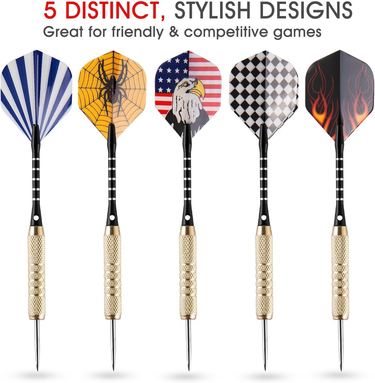 15 Piece Steel Tip Darts, 18 Grams