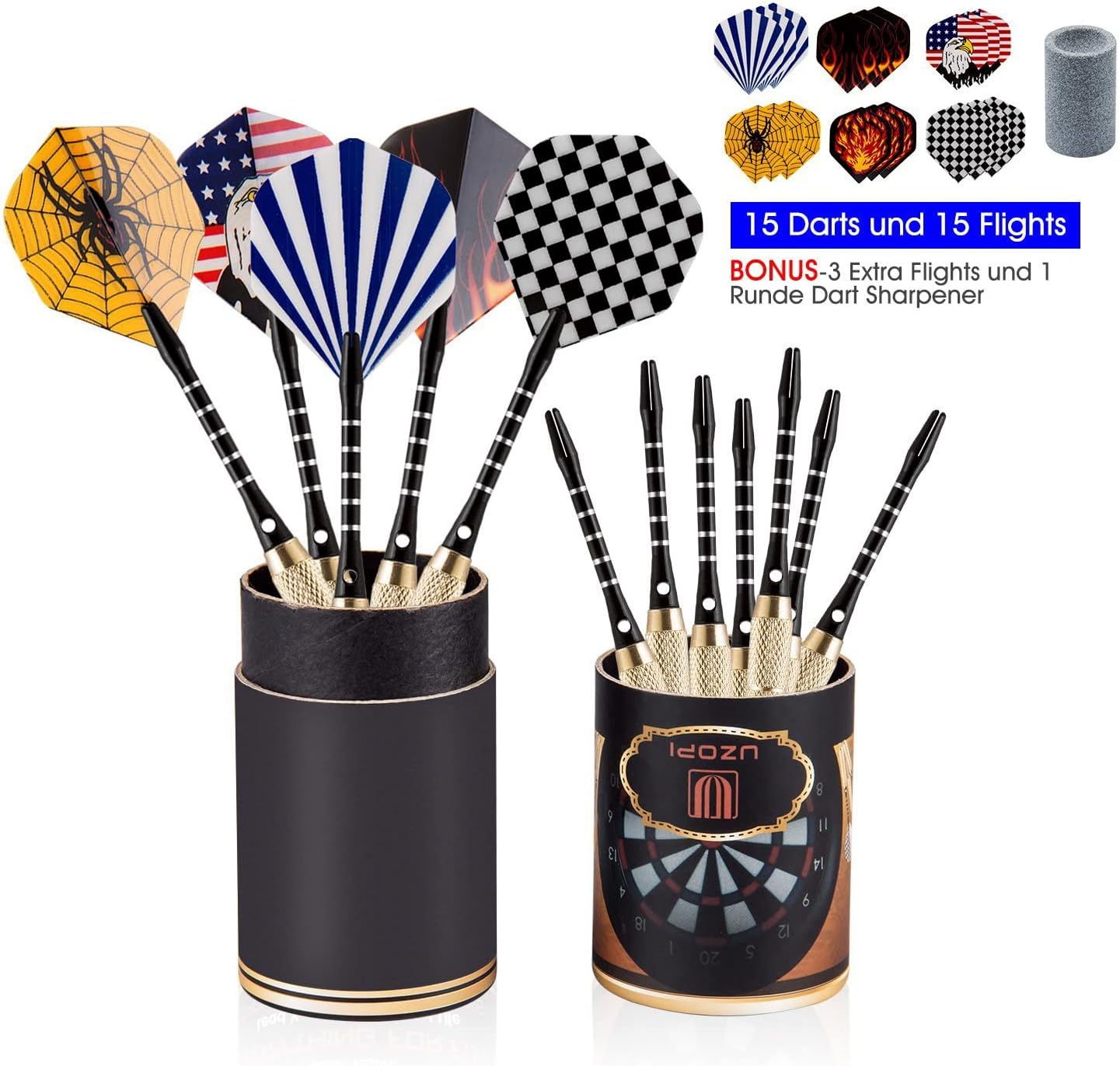 15 Piece Steel Tip Darts, 18 Grams