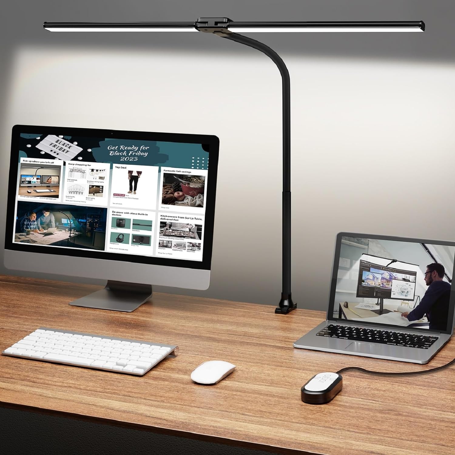 Bright Double Head Desk Lamp with Clip