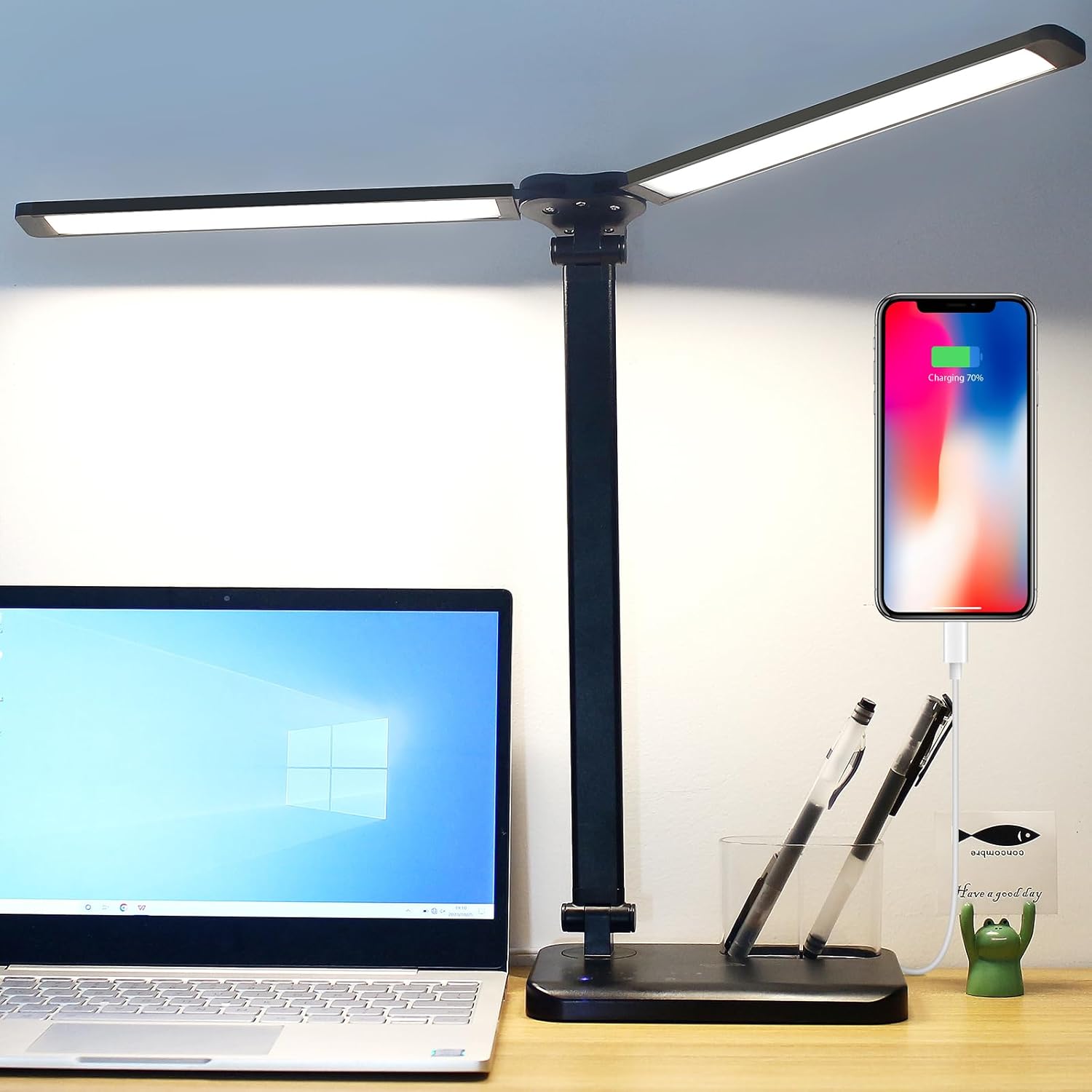 Double Head Table Lamp, Black