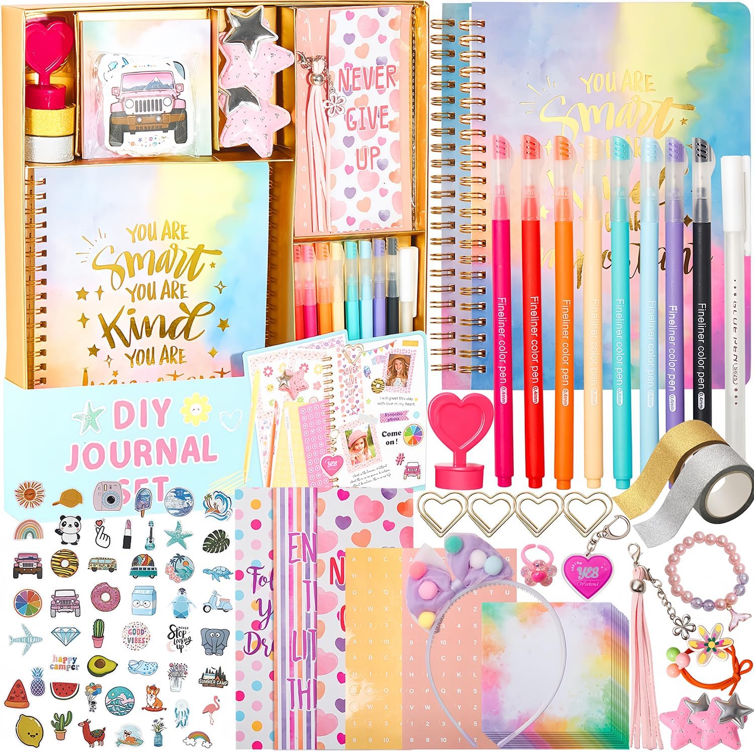 54 Pack Girls DIY Diary Set