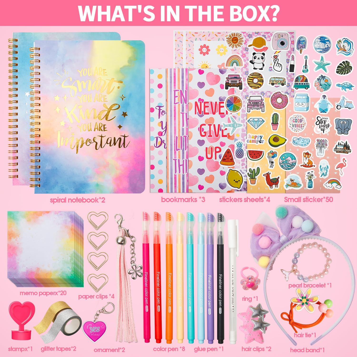 54 Pack Girls DIY Diary Set