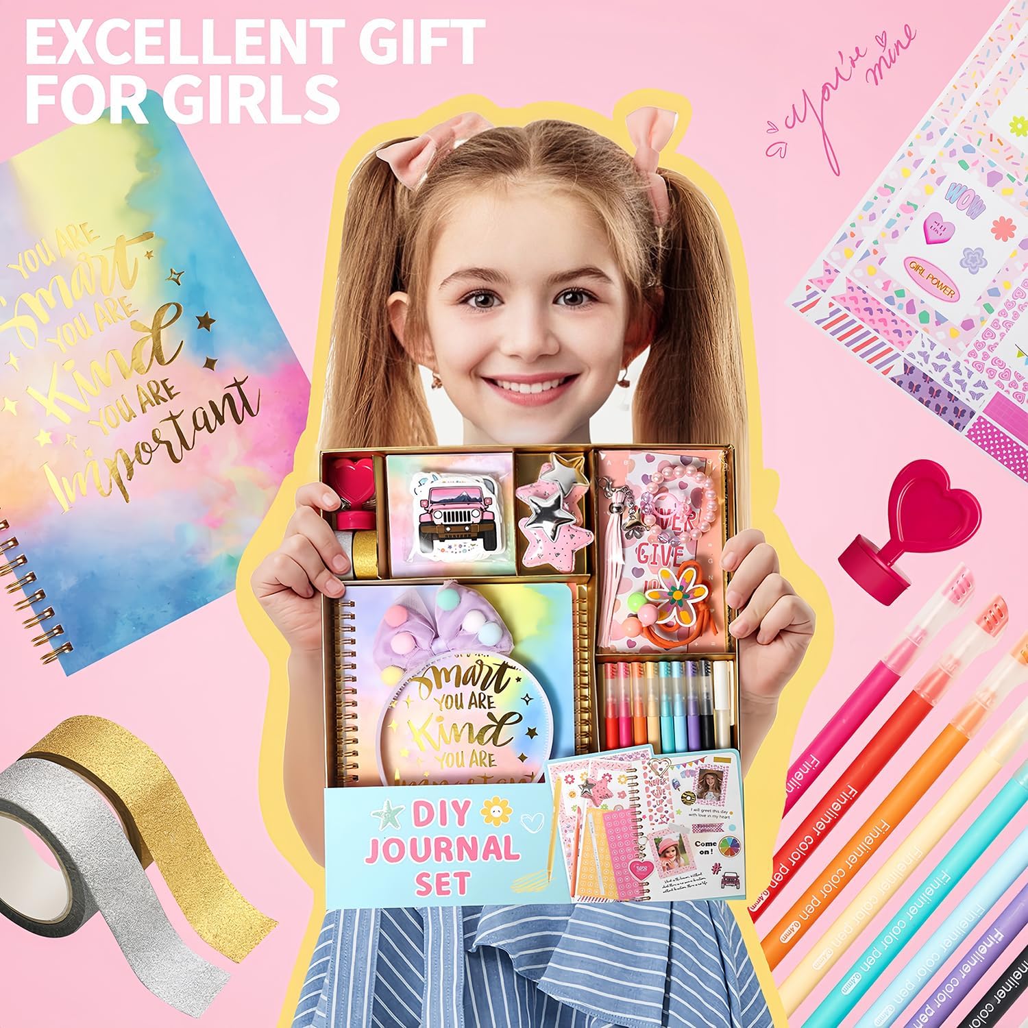 54 Pack Girls DIY Diary Set