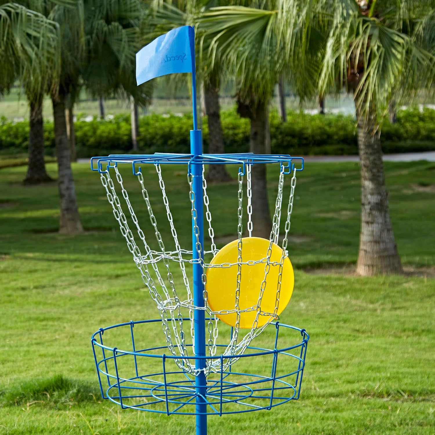 Portable Disc Golf Basket with 12 Steel Chains
