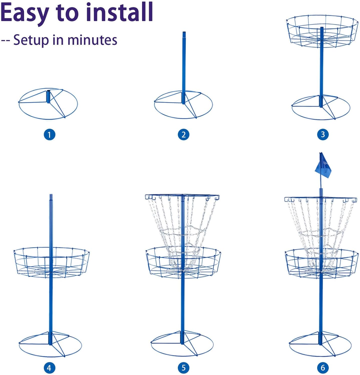 Portable Disc Golf Basket with 12 Steel Chains