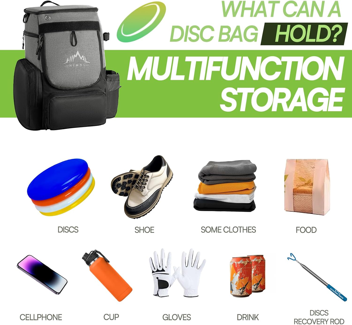 Disc Golf Bag, 600D Polyester, Insulated Cooler