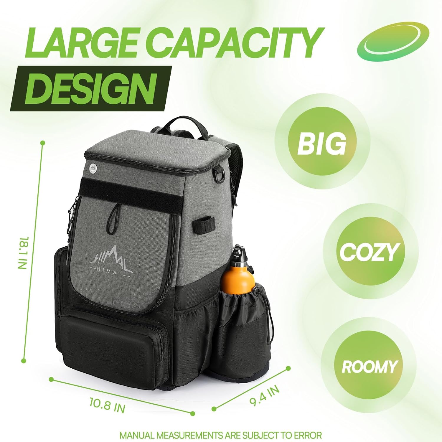 Disc Golf Bag, 600D Polyester, Insulated Cooler