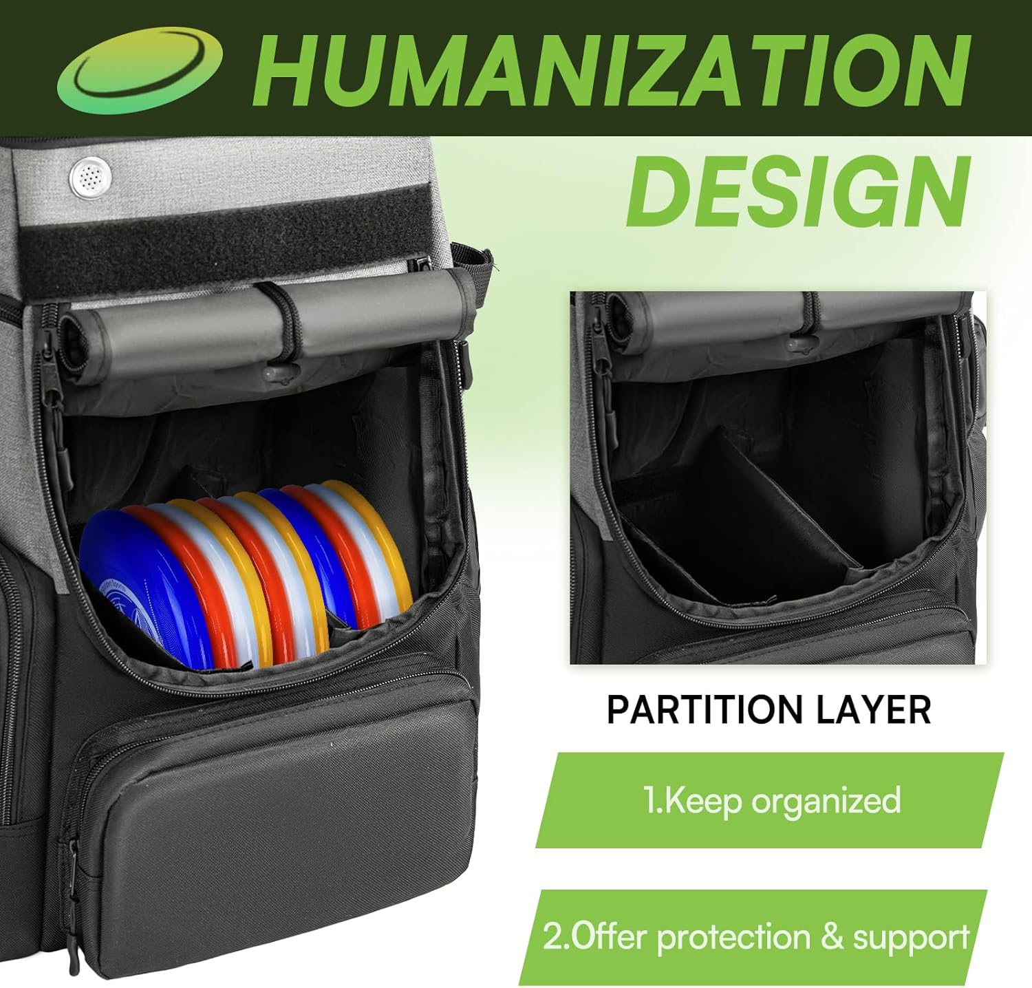 Disc Golf Bag, 600D Polyester, Insulated Cooler