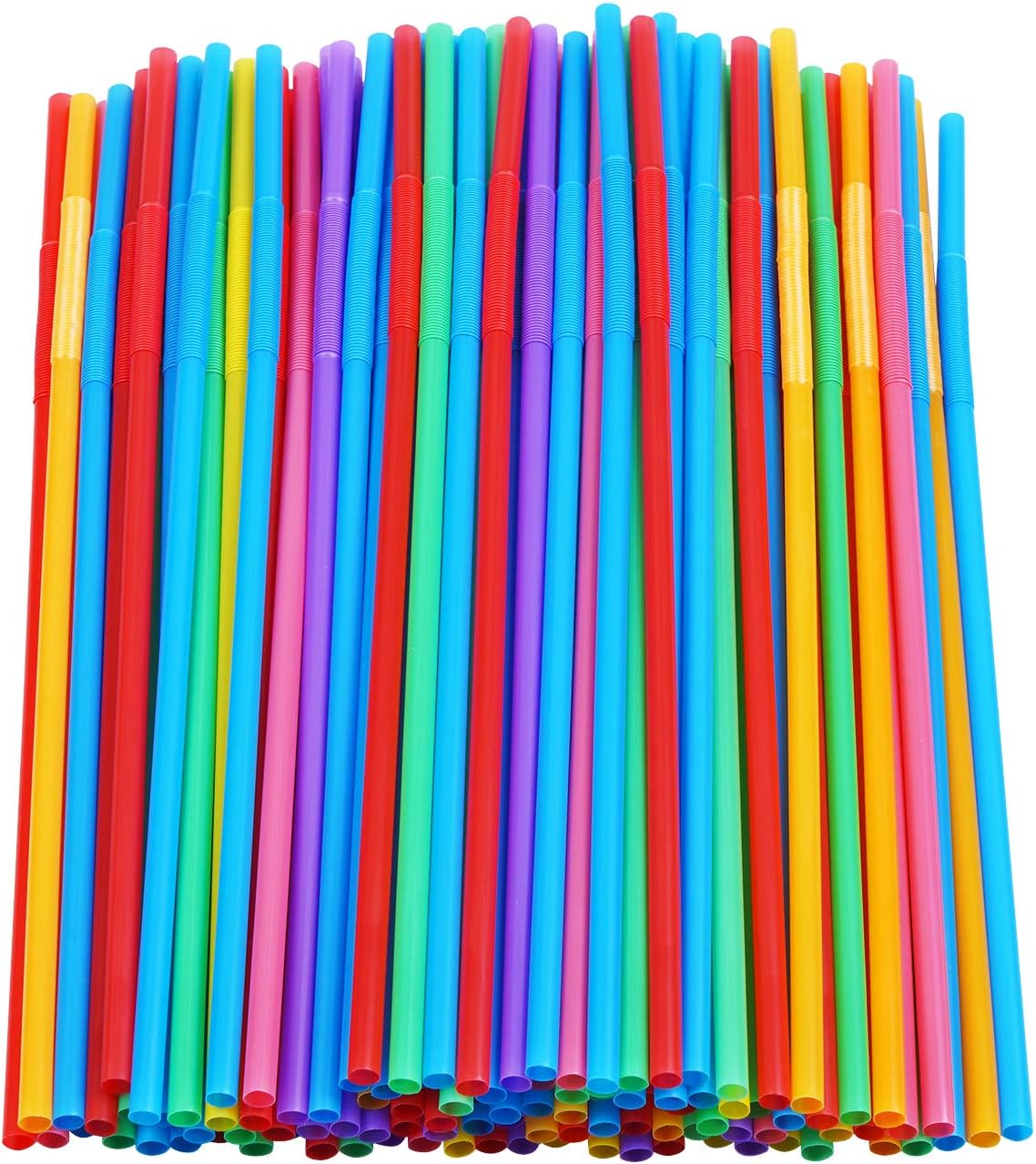 200 colorful plastic long flexible straws. (0.23 inches in diameter, 10.2 inches long)