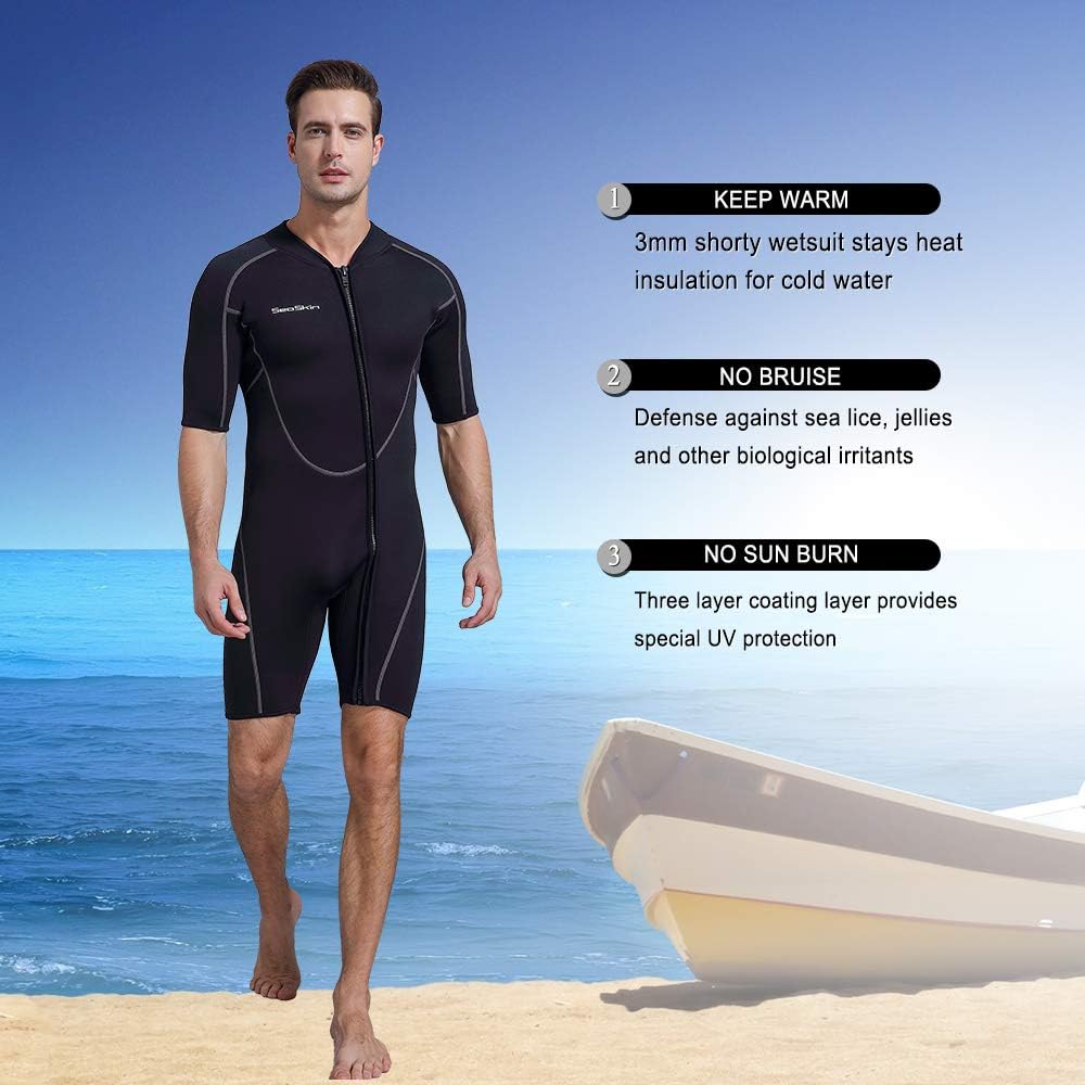 Men's 3mm Short Wetsuit, Women's Full Body Wetsuit