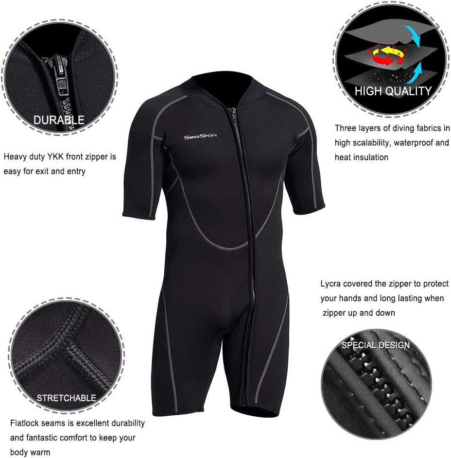 Men's 3mm Short Wetsuit, Women's Full Body Wetsuit