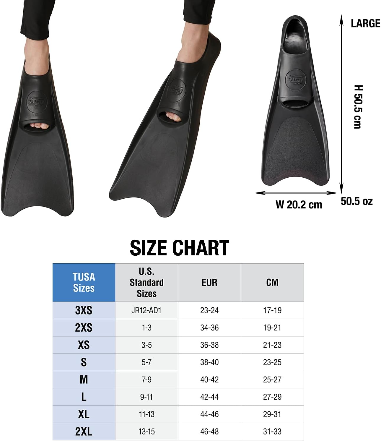 Sport Full Foot Rubber Snorkeling Flippers