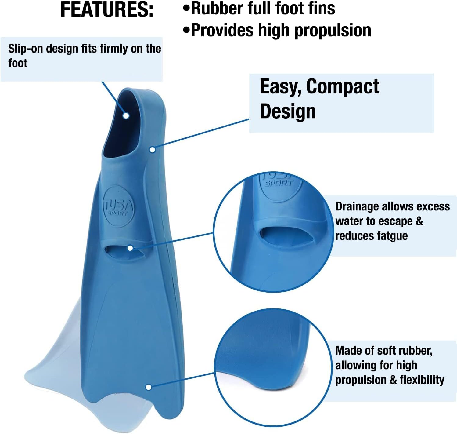 Sport Full Foot Rubber Snorkeling Flippers