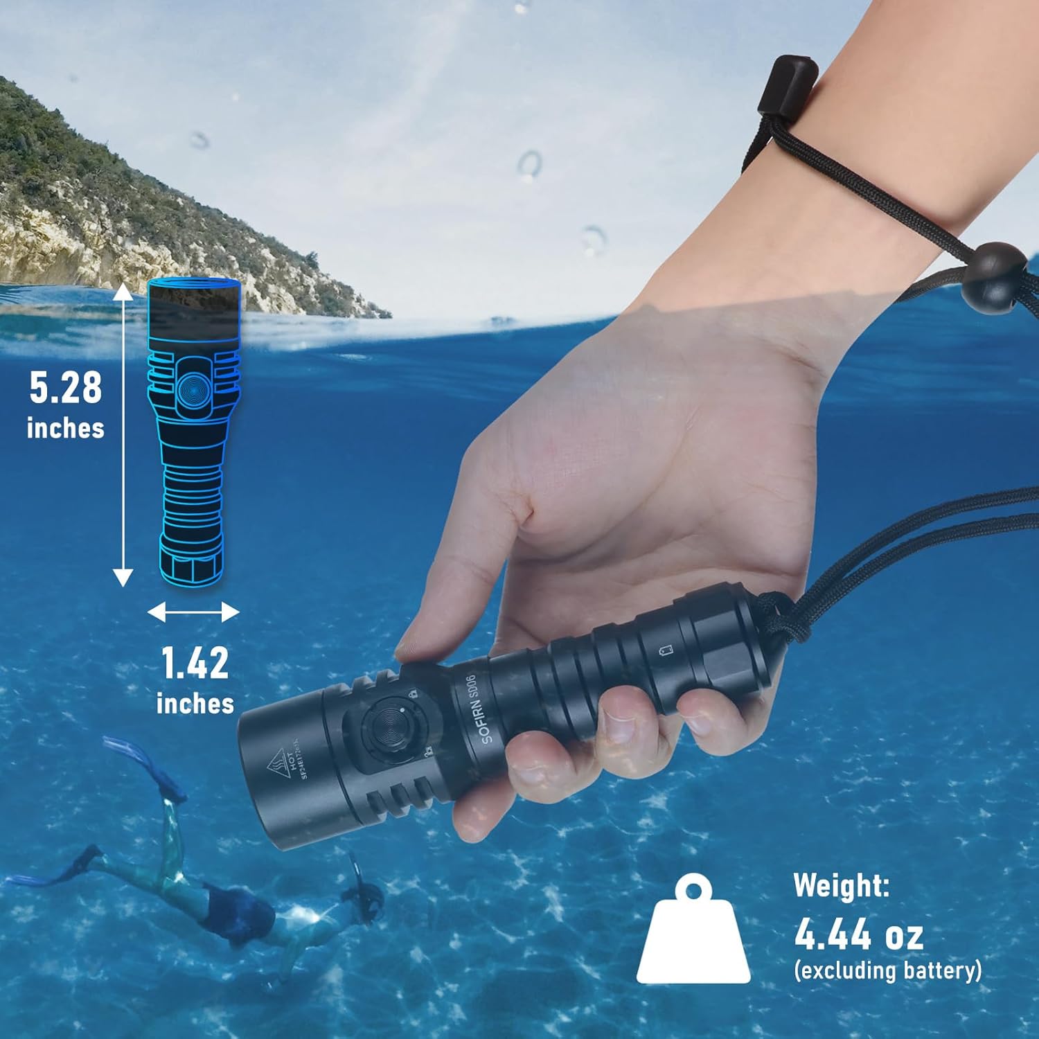 SD06 Scuba Diving Flashlight, 3200 Lumens