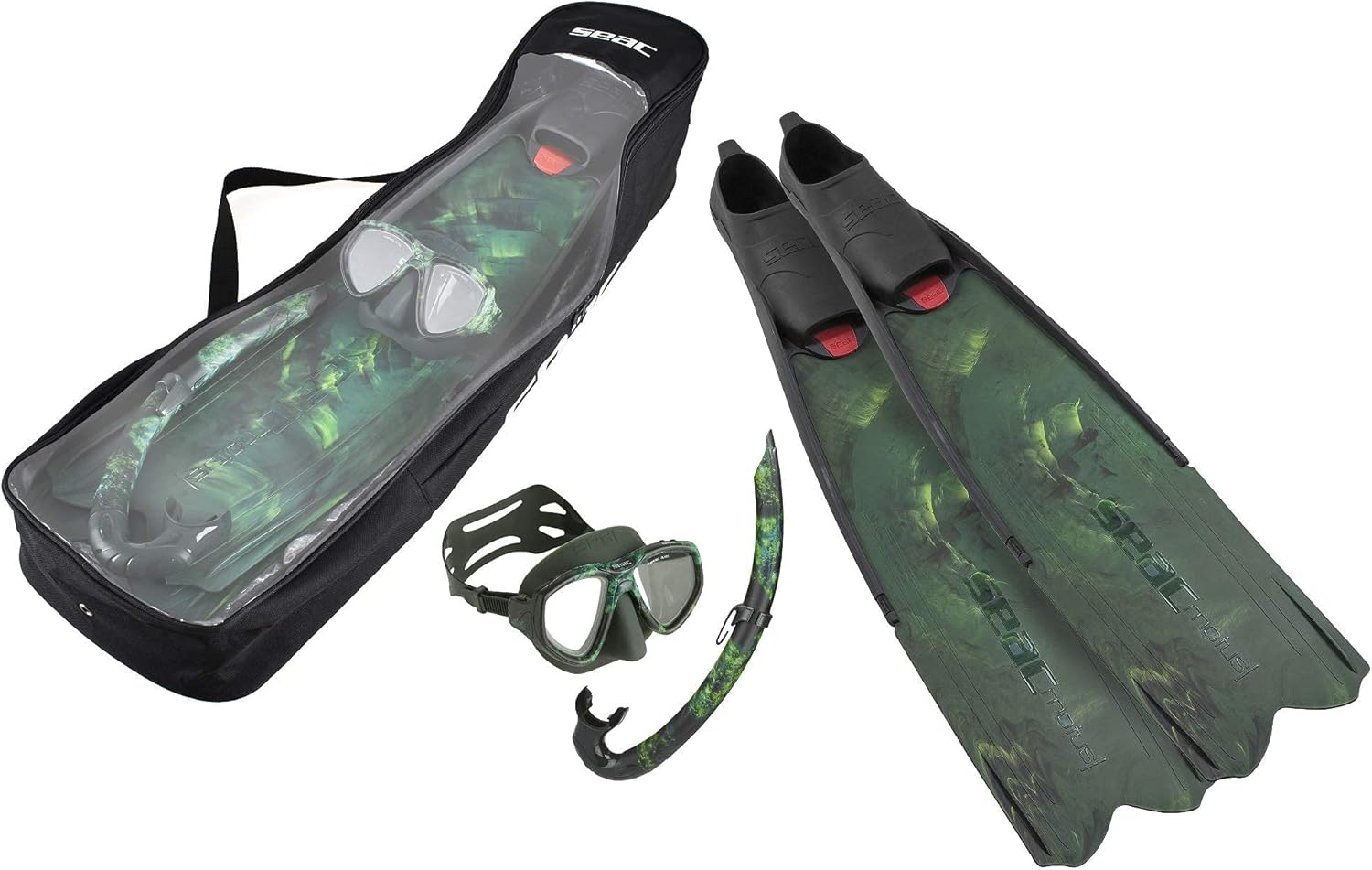 Tris Motus Set - Camo Long Freediving Soft Fins