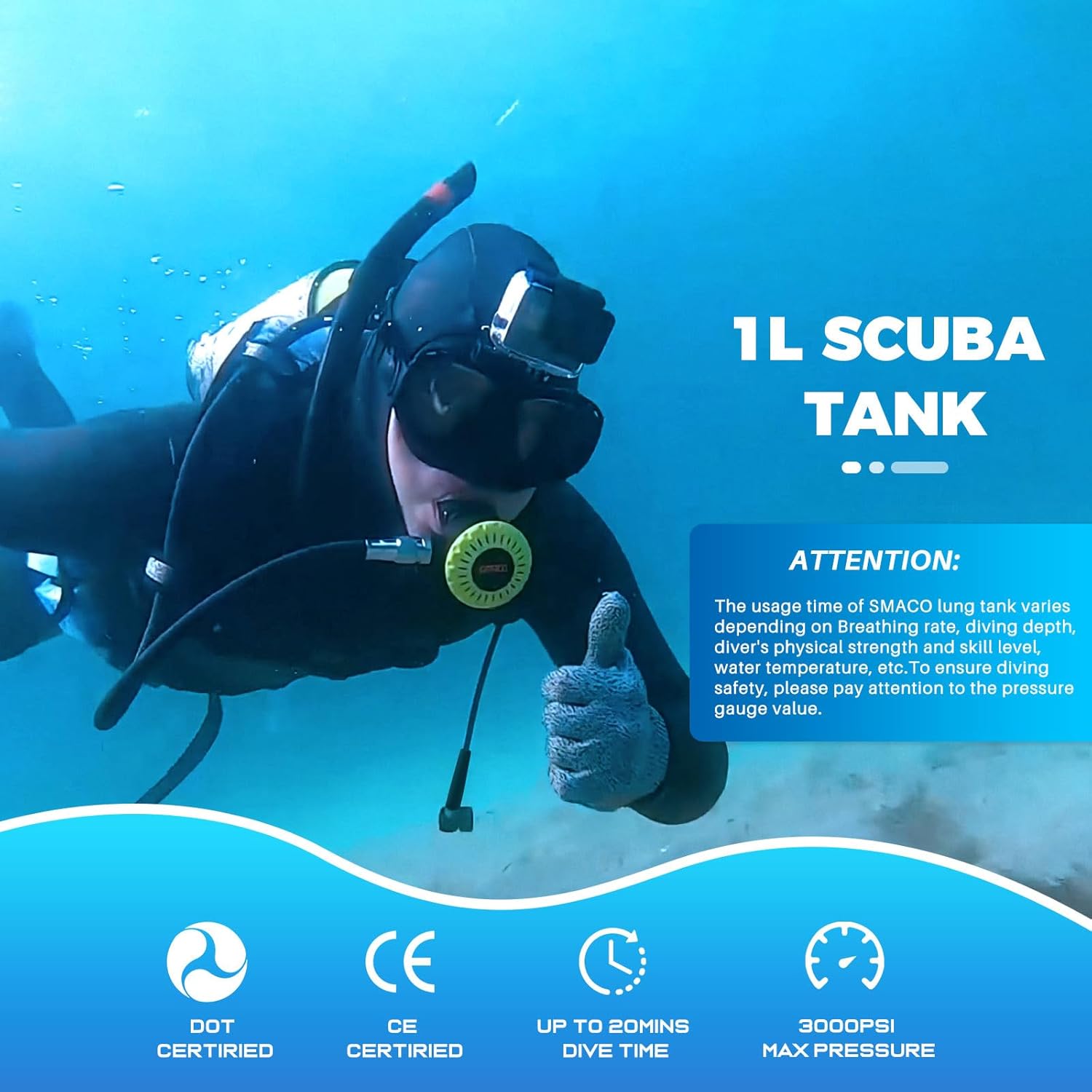 Mini Scuba Vest, 1L Scuba Cylinder