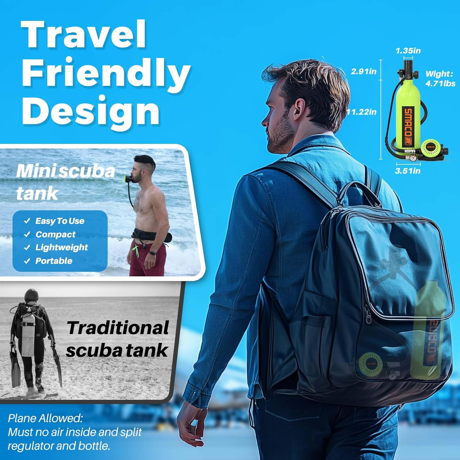 Mini Scuba Vest, 1L Scuba Cylinder