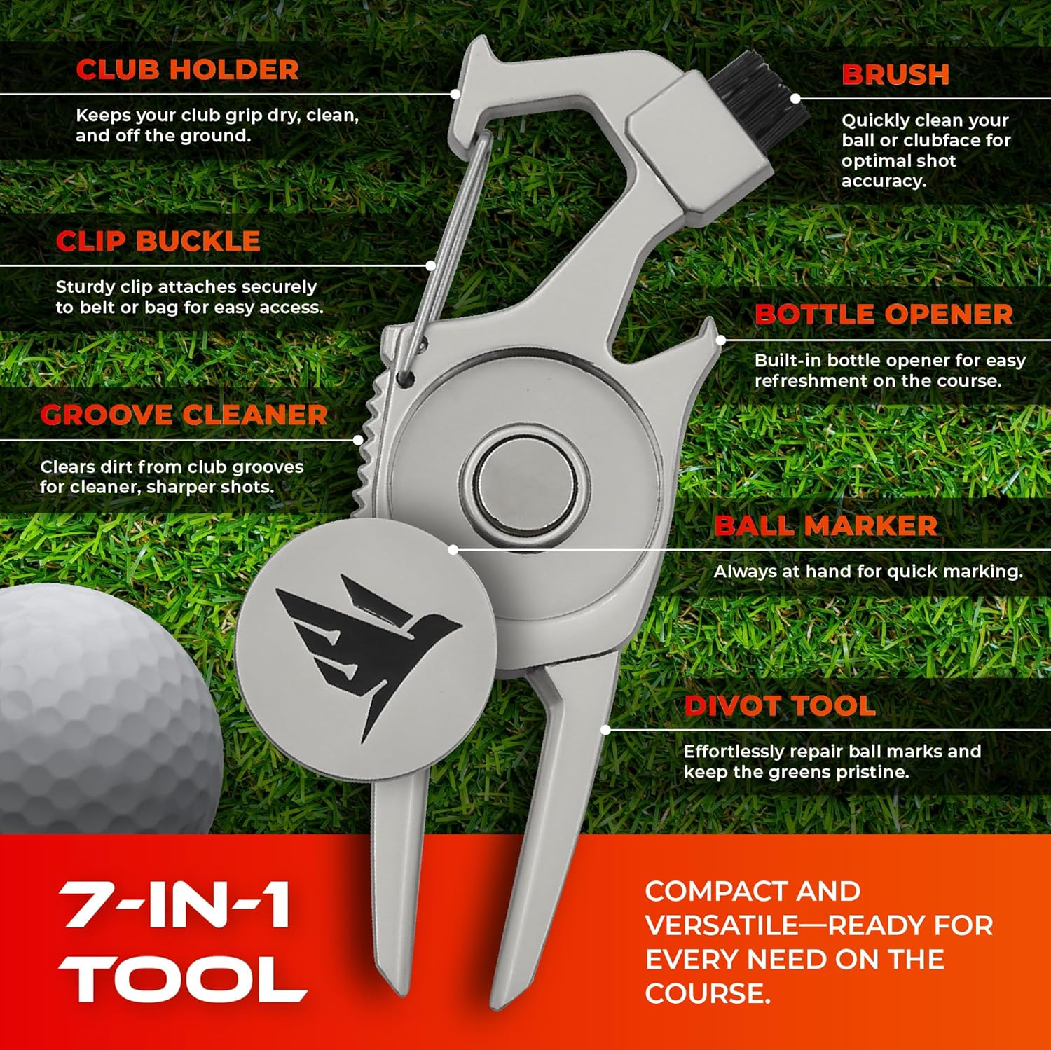 7 in 1 Golf Turf Pitch Marker Repair Tool