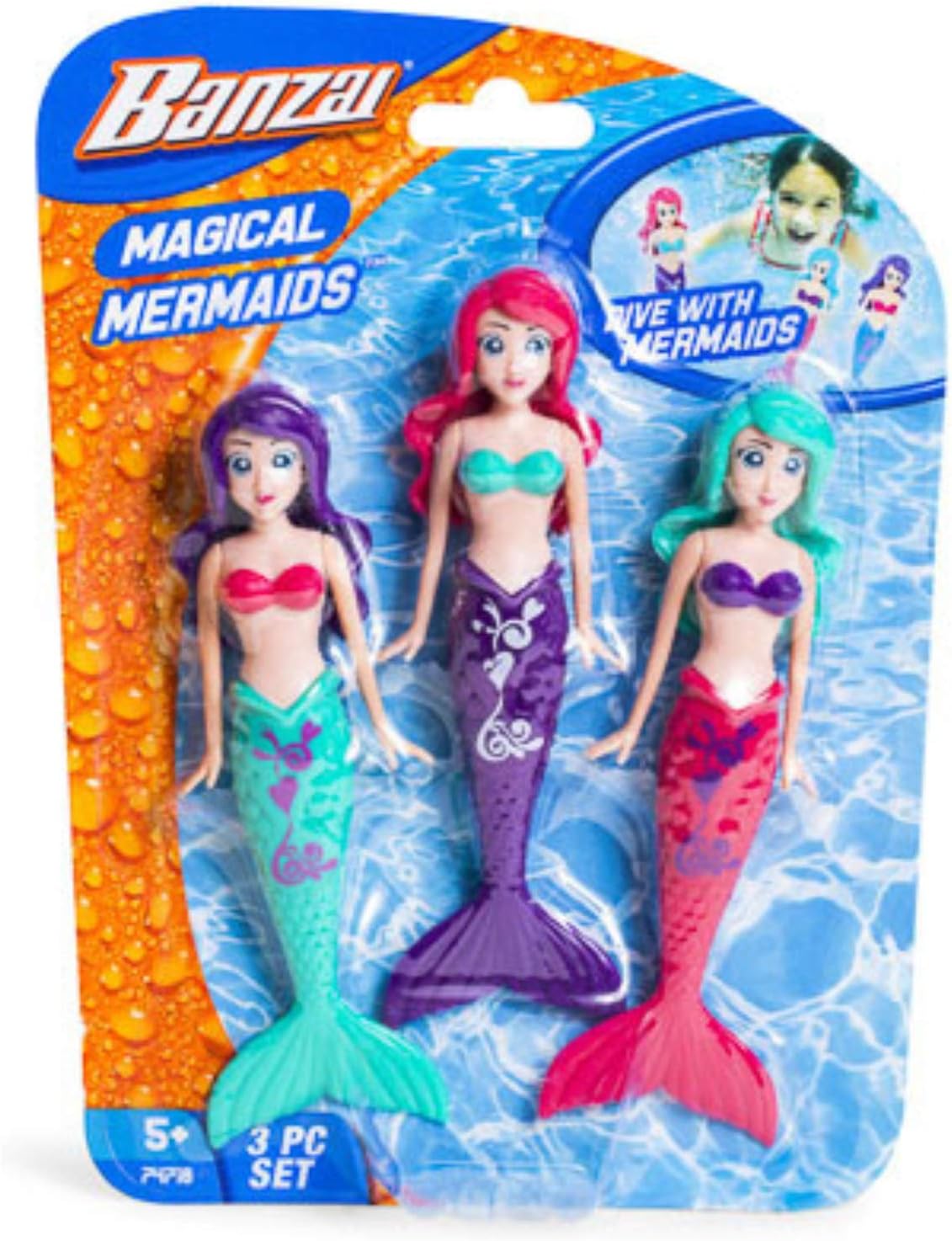 Fun Stuff Banzai Spring/Summer 3 Piece Magical Mermaid Dolls, Multi Colors Available