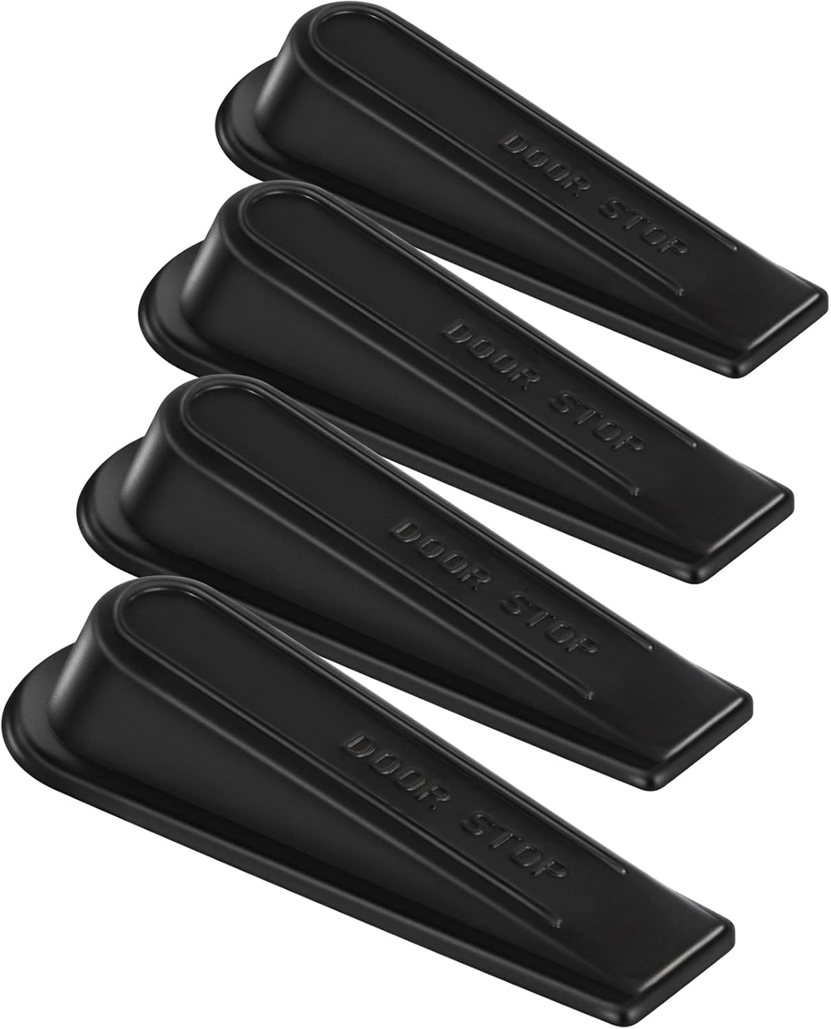 Urbanstrive Heavy Duty Rubber Door Stop, Sturdy Stackable Door Stop, Multi-Surface Design, Fits Gaps Up to 1.2 Inches, 4-Pack, Black