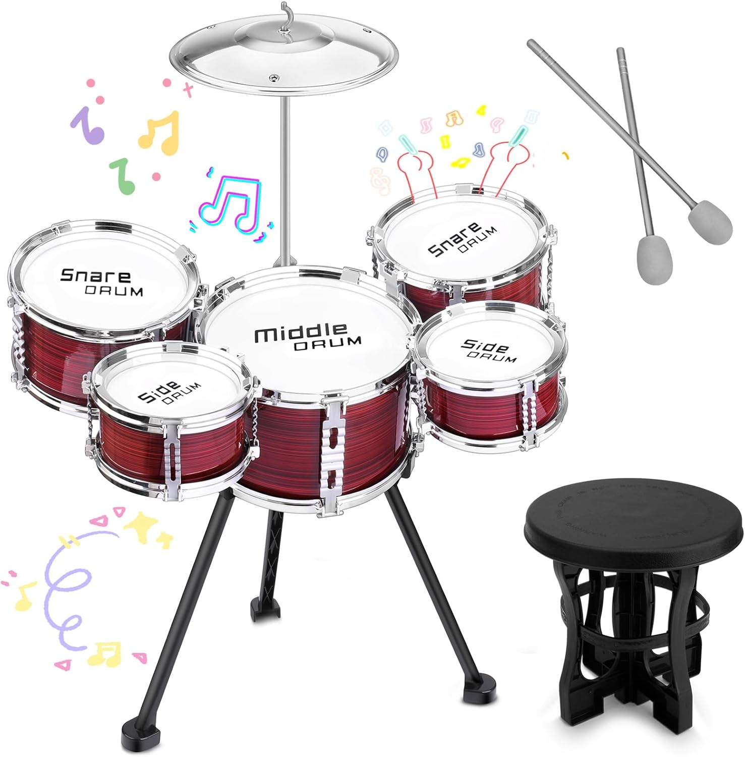 Upgrade Kids Drum Set, 5 Pack Toy Drum Set, Band Rock Drums