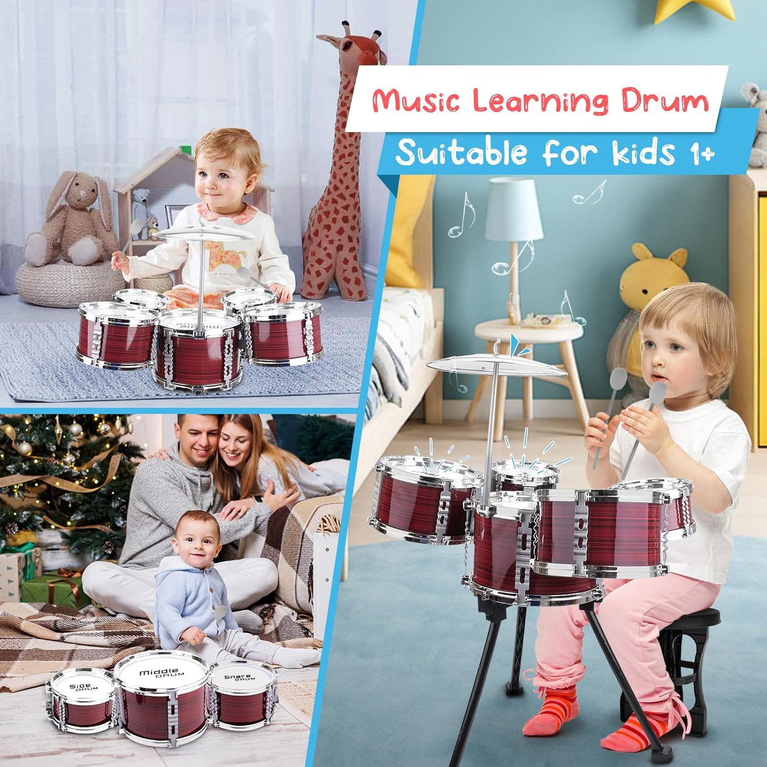 Upgrade Kids Drum Set, 5 Pack Toy Drum Set, Band Rock Drums