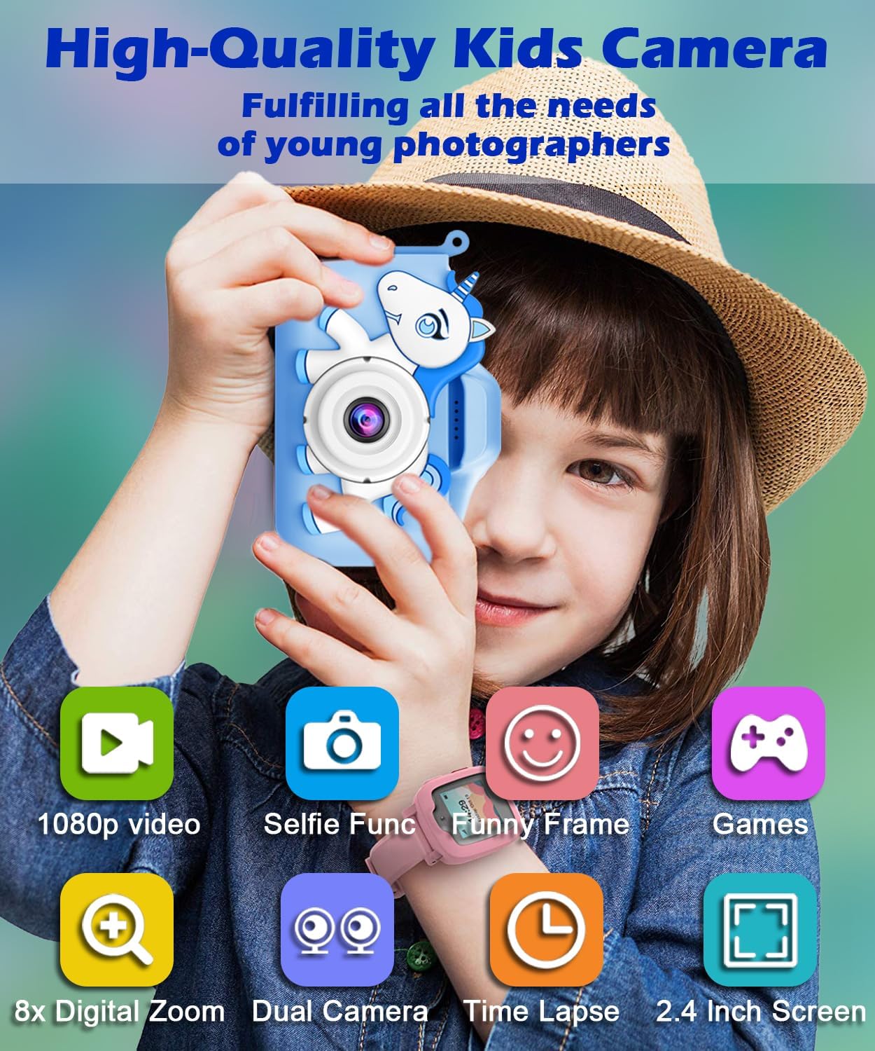 Upgraded Kids Camera, 1080P HD Selfie Camera