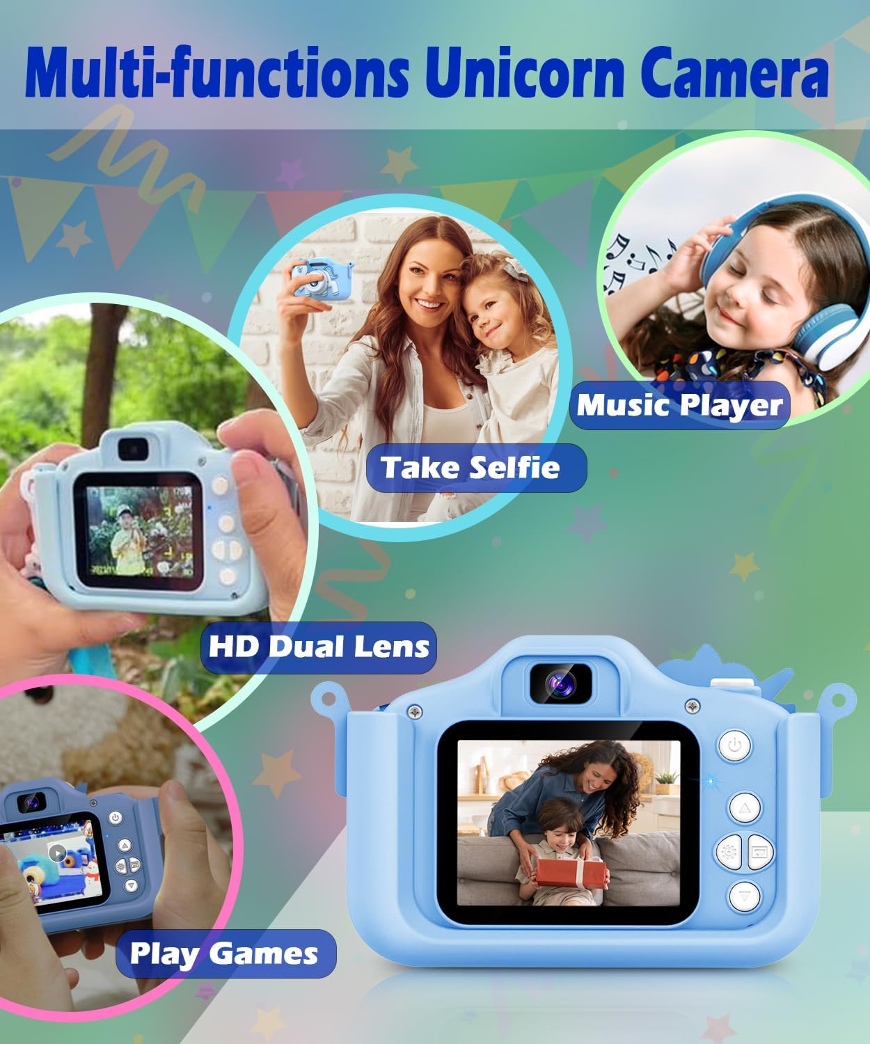 Upgraded Kids Camera, 1080P HD Selfie Camera