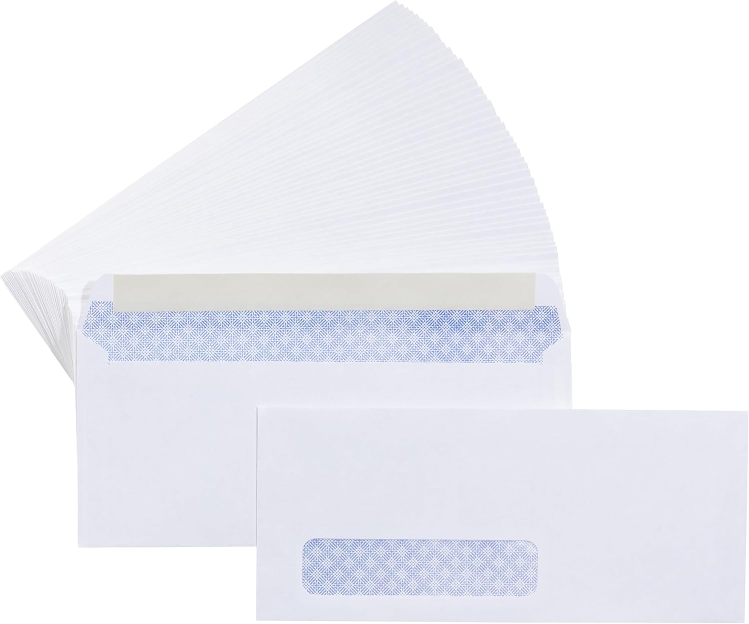 #10 Secure Tinted Self-Sealing Business Envelopes with Left Side Window, Peel and Seal Closure - Pack of 500, White