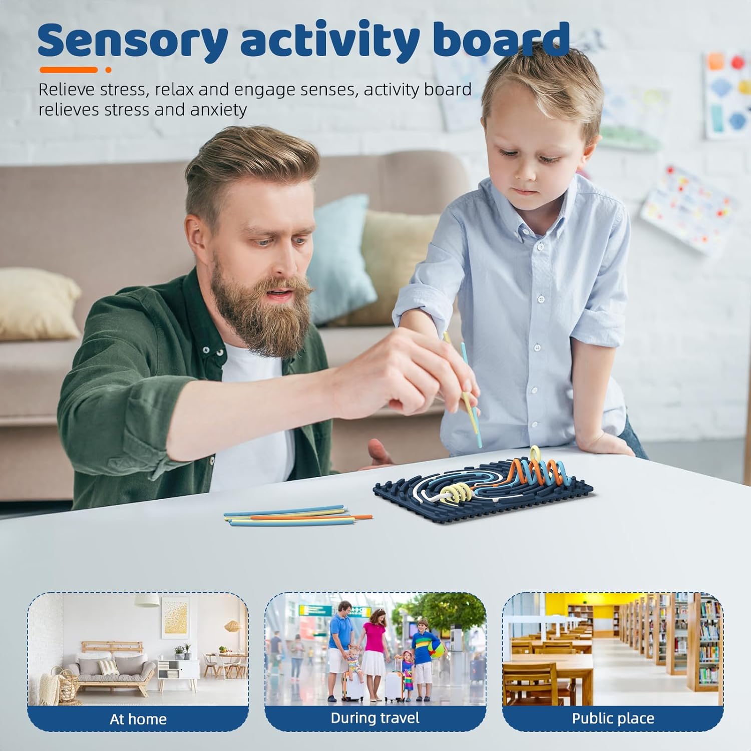 Sensory Activity Board, Reversible Silicone Decompression Toys