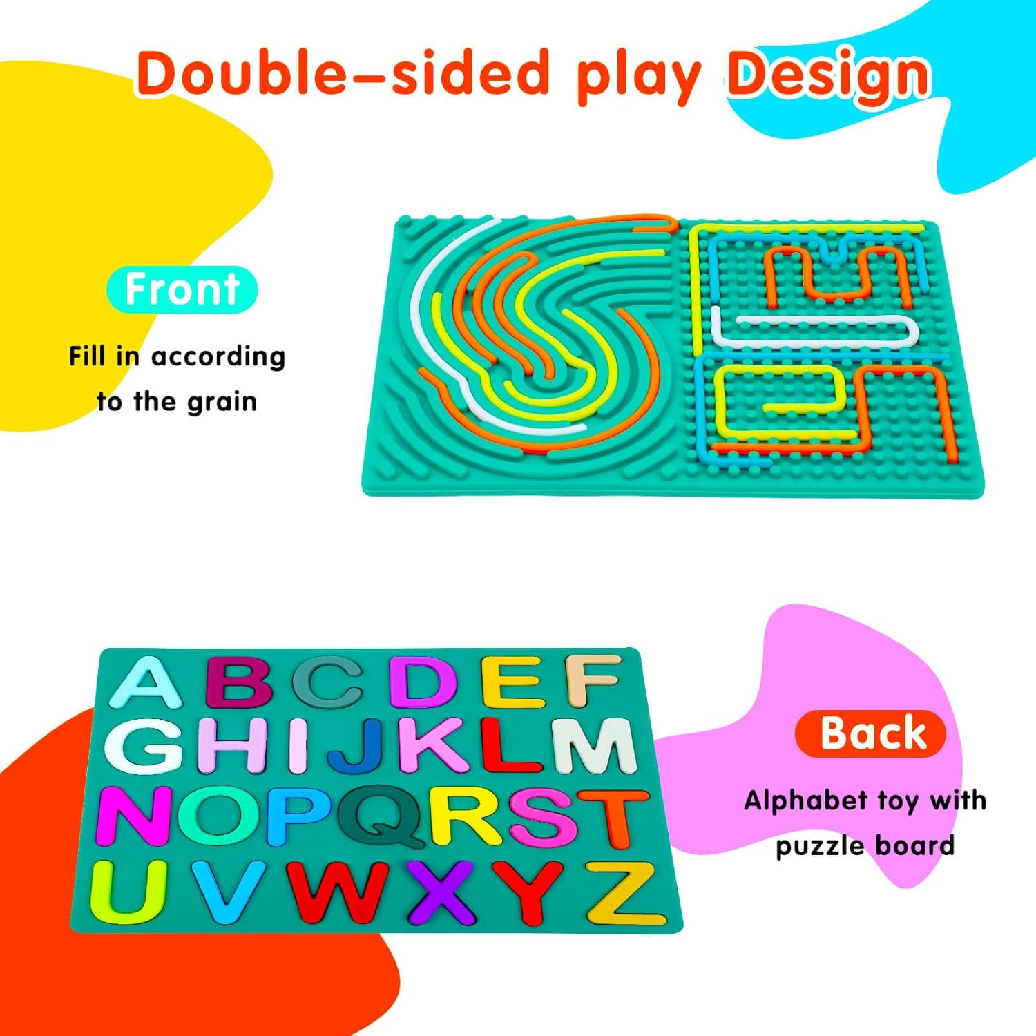 Sensory Activity Board, 2 in 1 Alphabet Puzzle