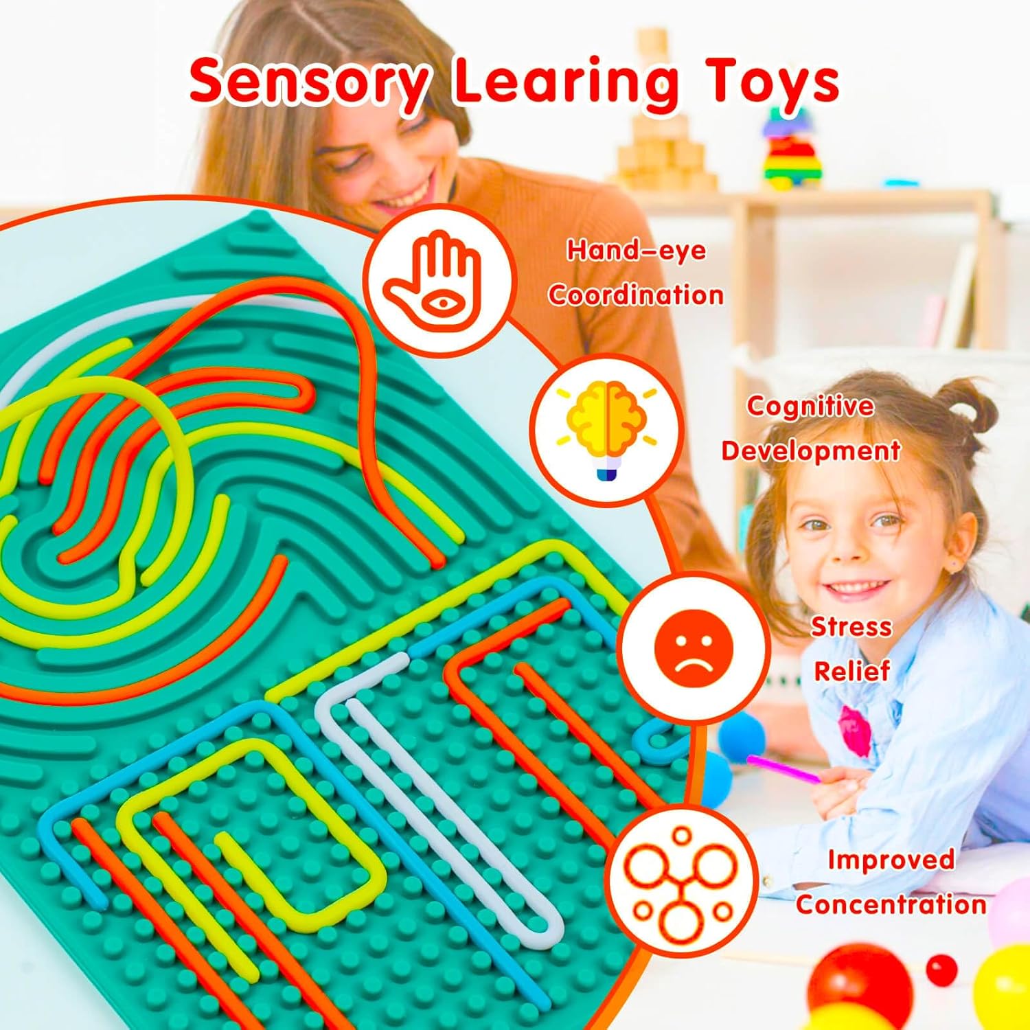 Sensory Activity Board, 2 in 1 Alphabet Puzzle