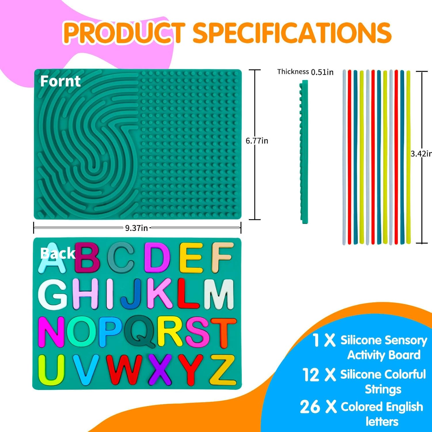 Sensory Activity Board, 2 in 1 Alphabet Puzzle
