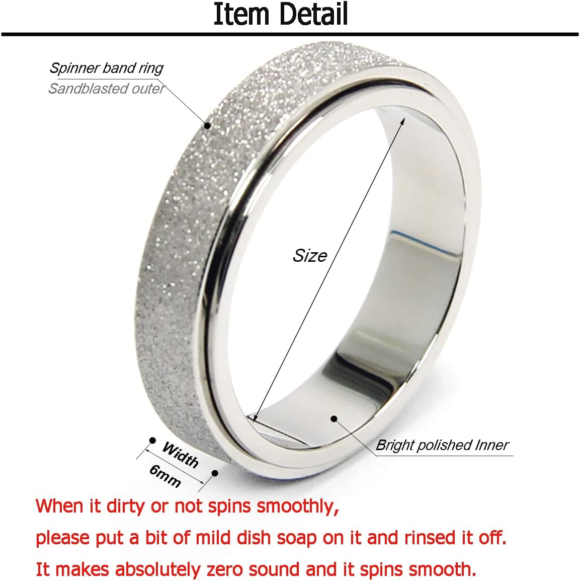 Titanium Stainless Steel Anxiety Ring