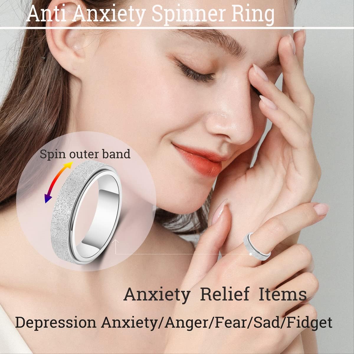 Titanium Stainless Steel Anxiety Ring