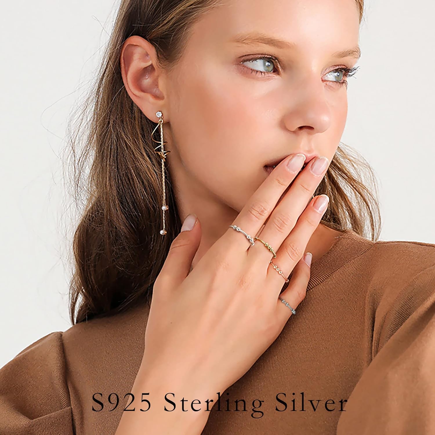 S925 Sterling Silver Gimbal Ring, Anxiety Ring