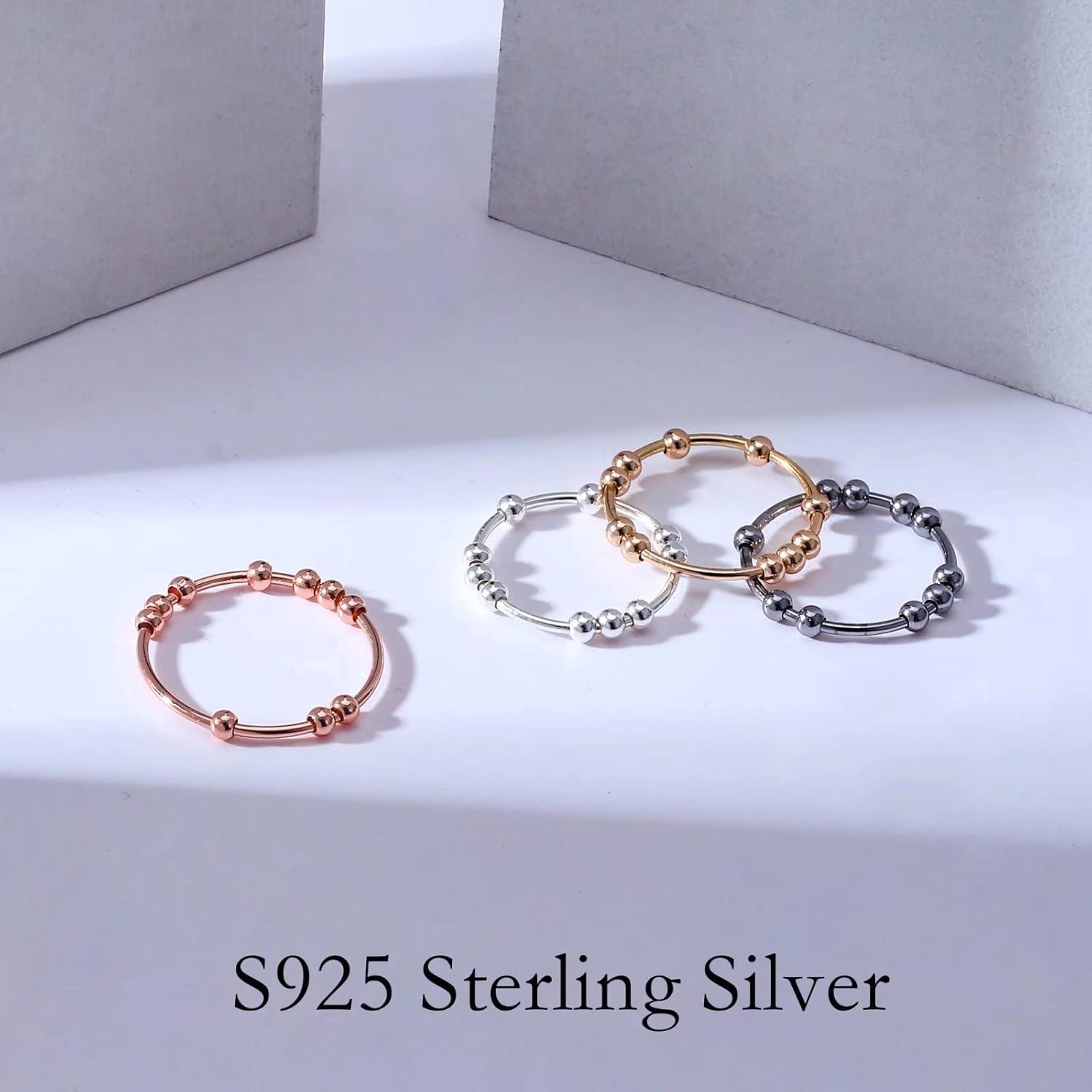 S925 Sterling Silver Gimbal Ring, Anxiety Ring