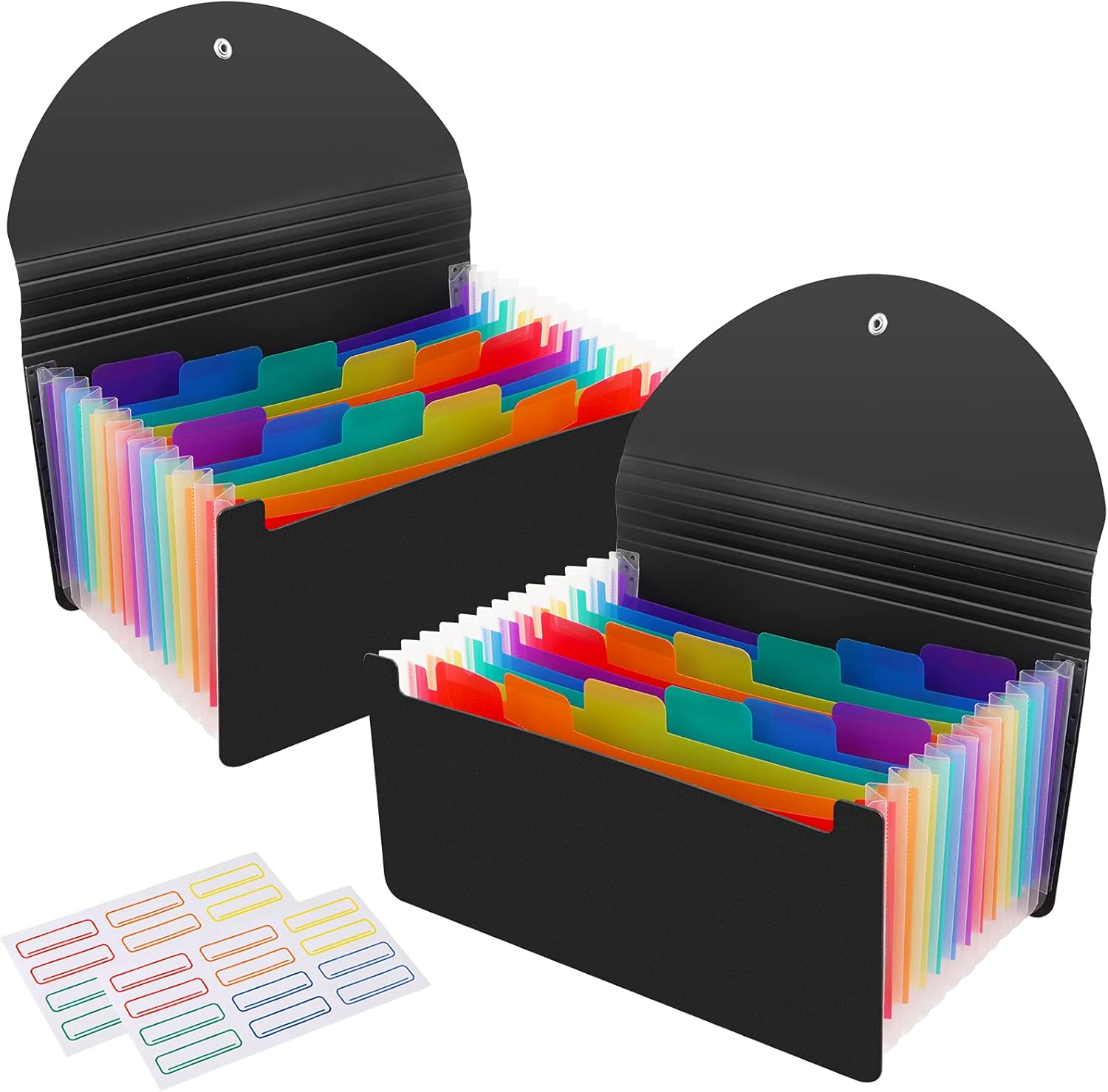2-Pack 13 Pockets A6 Mini Coupon Organizer Wallet, Expandable Accordion File Organizer for Receipt Cards Coupons Tickets - Black
