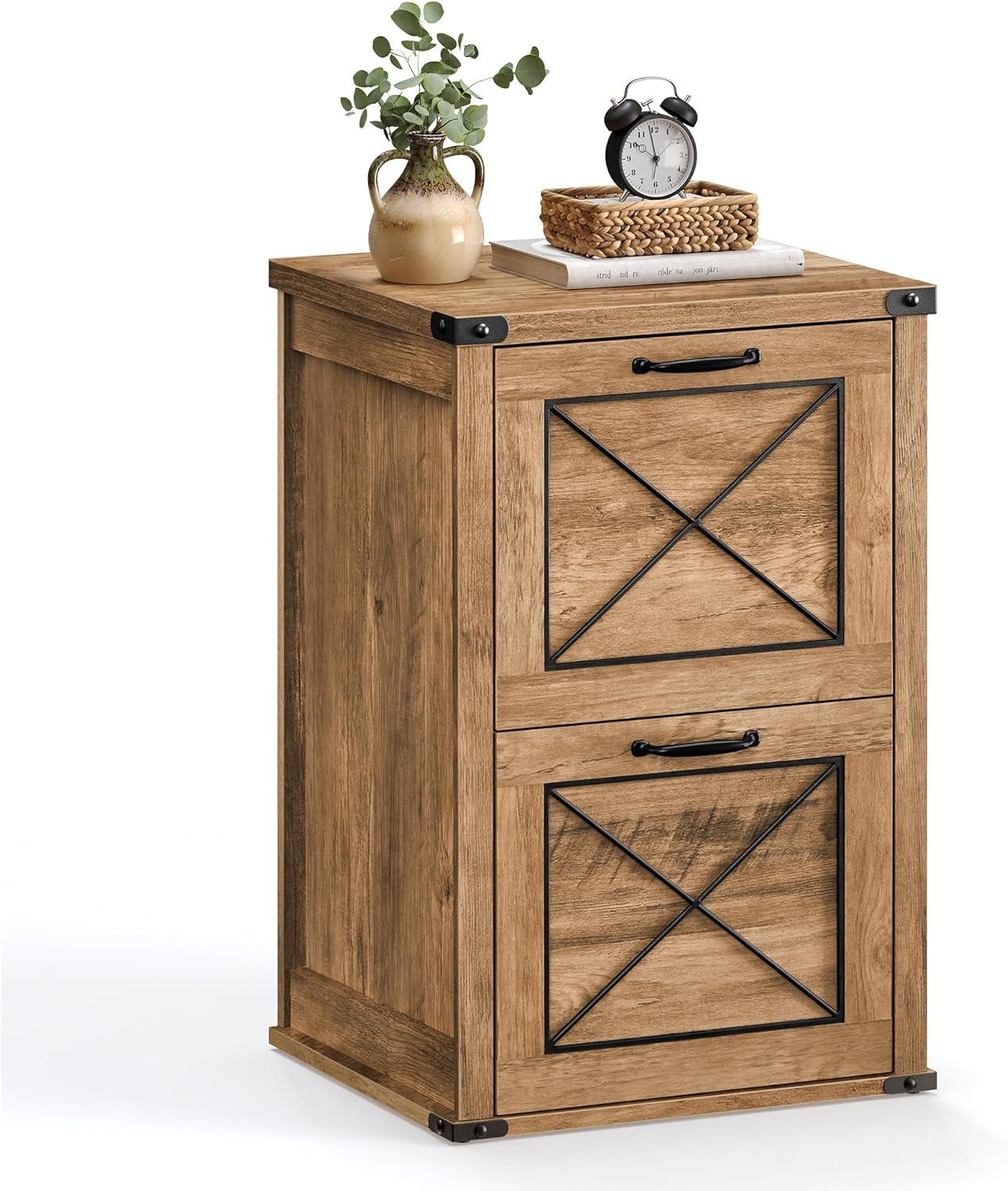 Filing Cabinet, File Cabinet with 2 File Drawers, Printer Holder, Fits A4, Letter Size, Hanging Folder, Modern Farmhouse Style, For Home Office, Honey Brown UOFC048T41