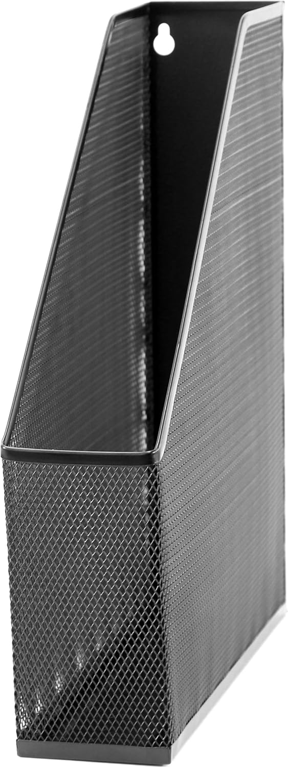 U Brands Mesh Steel Magazine File Holder, 12.5" x 9.8" x 3", Black