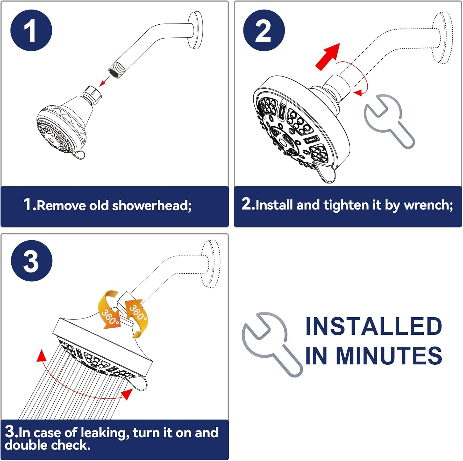 9 Settings High Pressure Shower Head