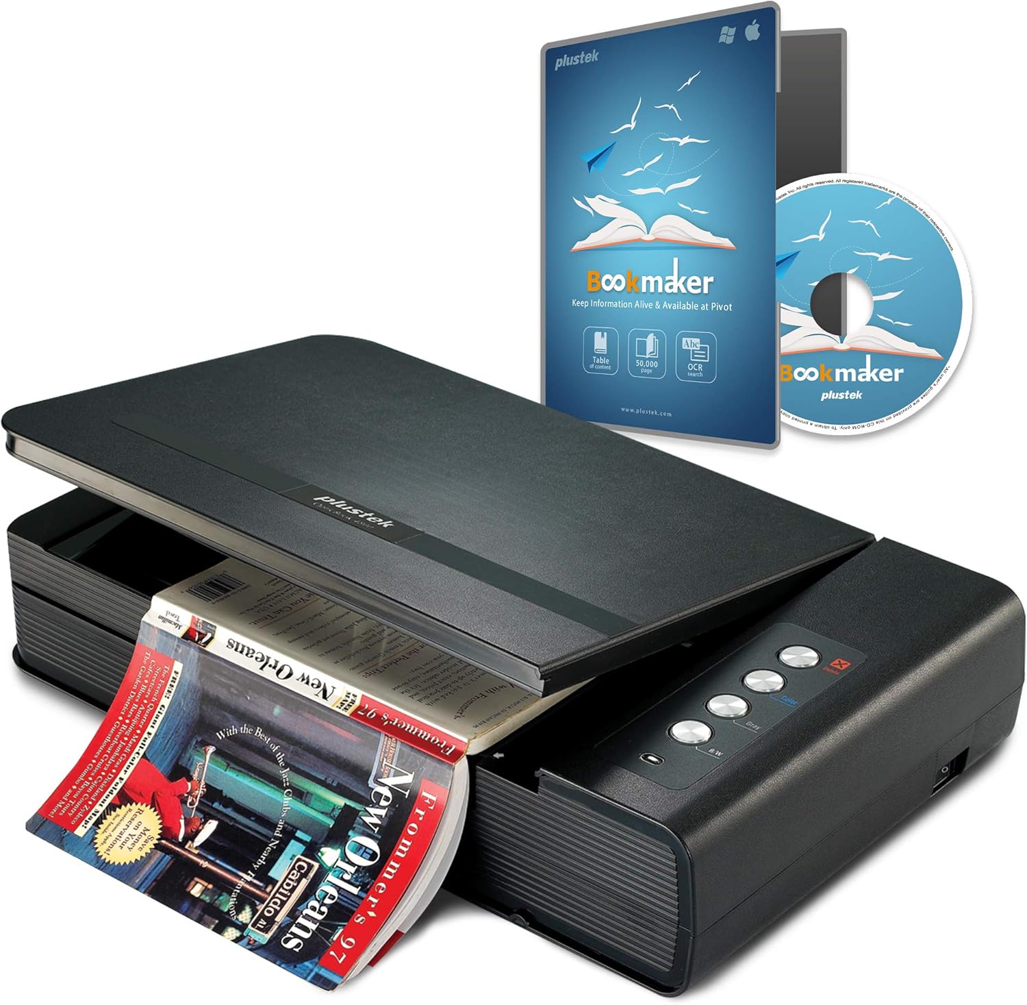 Plustek OpticBook 4900 Scanner with Book - Simplify scanning, digitize your paper/documents and organize them with software for archiving, finding and sharing files.