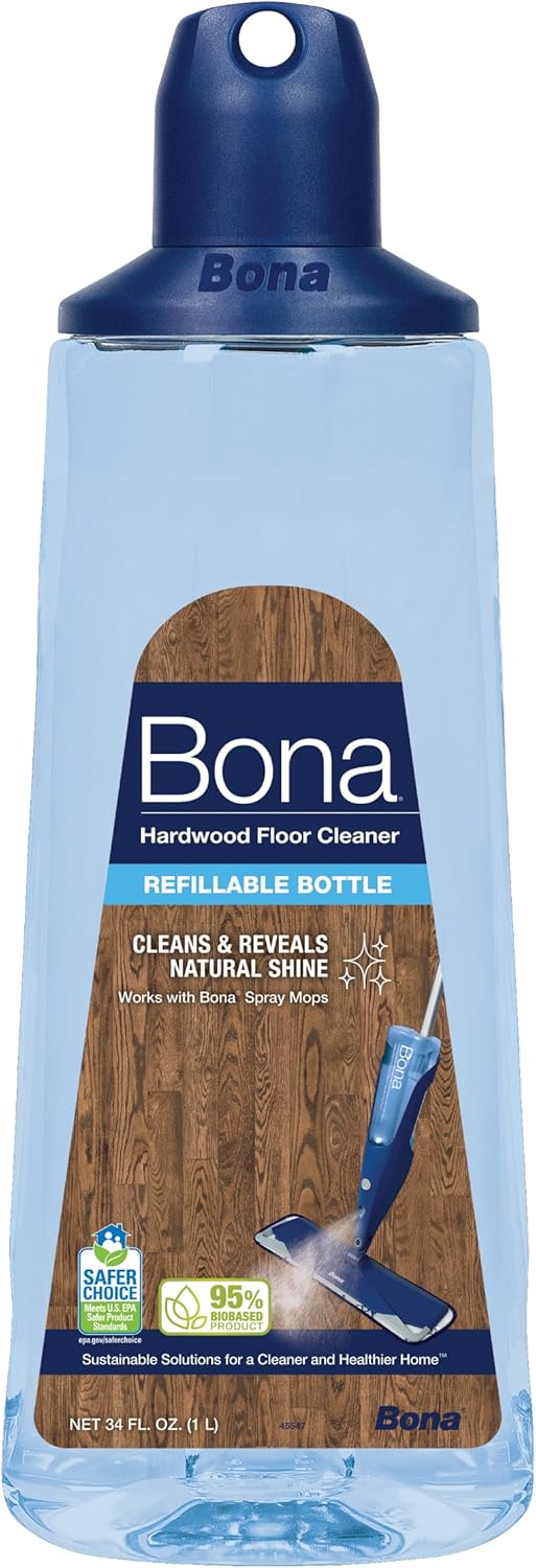 Bona Hardwood Floor Cleaning Spray Mop Cartridge - 33 fluid ounces (approx. 1.9 ml) - Fragrance-free - Refillable - Residue-free floor cleaning solution For use with Bona Spray Mop For Wooden Floors